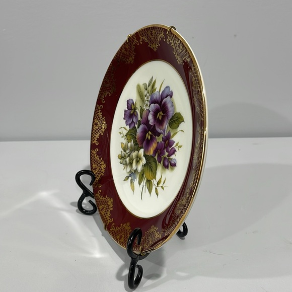 Weatherby Royal Falcon Pansy Floral Plate Made In England Decorative Use - Picture 4 of 12